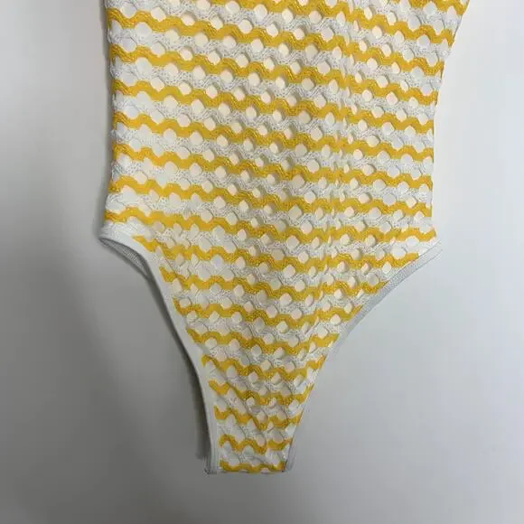 Ellejay Crochet Knit Swimsuit Womens New Yellow Size Small